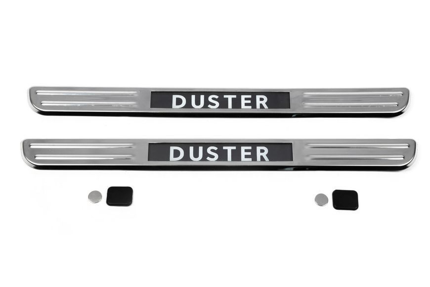 Бездротові пороги з підсвічуванням (2 шт., нерж.) для Renault Duster 2008-2017 рр 14776 фото
