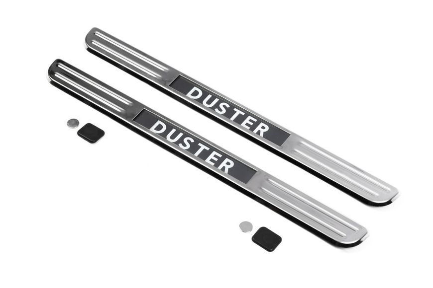 Бездротові пороги з підсвічуванням (2 шт., нерж.) для Renault Duster 2008-2017 рр 14776 фото
