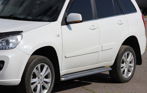 Бокові пороги Premium (2 шт., нерж.) &Oslash;60 для Chery Tiggo 1 2005-2016 рр 21628 фото