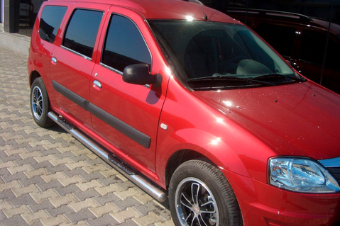 Бічні труби (2 шт., нерж..) для Renault Logan MCV 2005-2013 рр 7426 фото