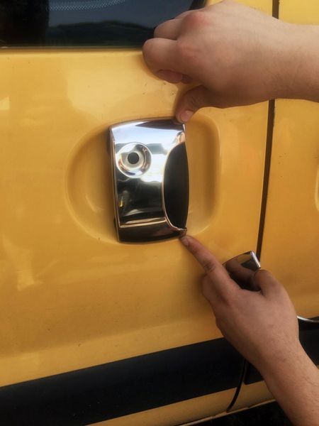 Накладки на ручки (нерж..) Дві передніх -2026 дві зсувних для Renault Kangoo 1998-2008 рр 14608 фото