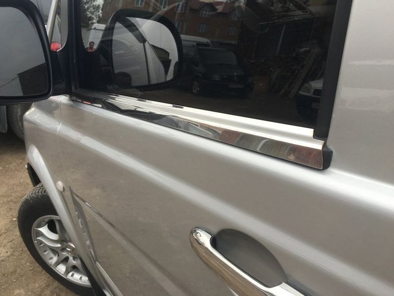Молдинги скла (2 шт., нерж.) OmsaLine - Італійська нержавійка для Mercedes Vito W639 2004-2014 рр 993 фото