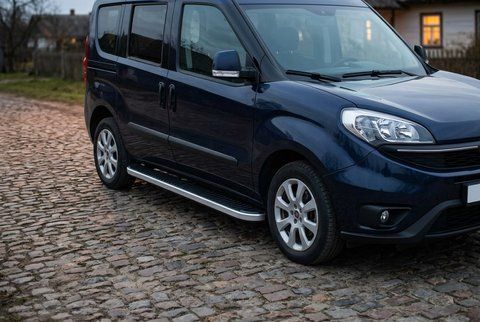 Бокові пороги Tayga Grey (2 шт., алюміній) Коротка база для Opel Combo 2012-2018 рр 29056 фото
