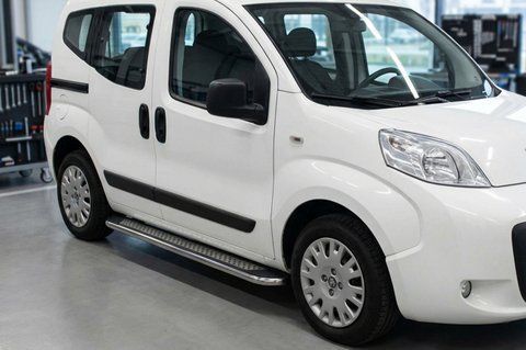 Бокові пороги Maydos V2 (2 шт., алюміній -2026 нерж) для Fiat Fiorino/Qubo 2008-2024 рр 49354 фото