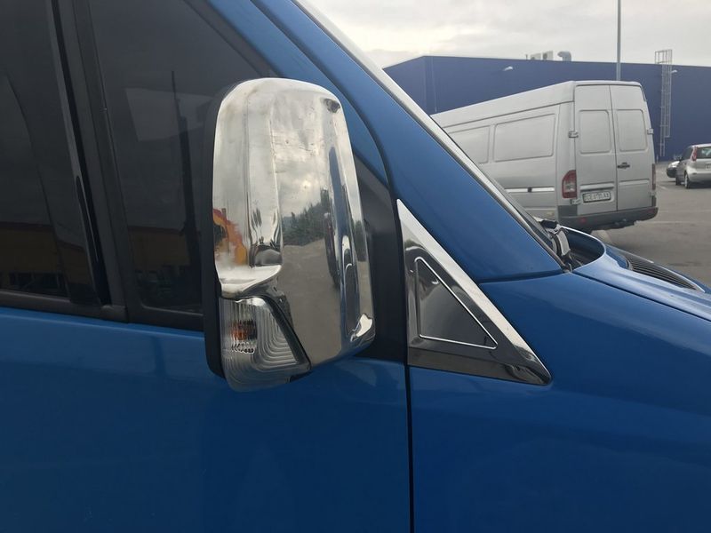 Накладка біля дзеркал (2 шт., нерж) OmsaLine - Італійська нержавійка для Mercedes Sprinter W906 2006-2018 рр 1011 фото