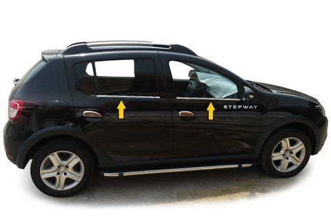 Окантовка вікон (4 шт., нерж..) OmsaLine - Італійська нержавійка для Renault Sandero 2013-2022 рр 7469 фото