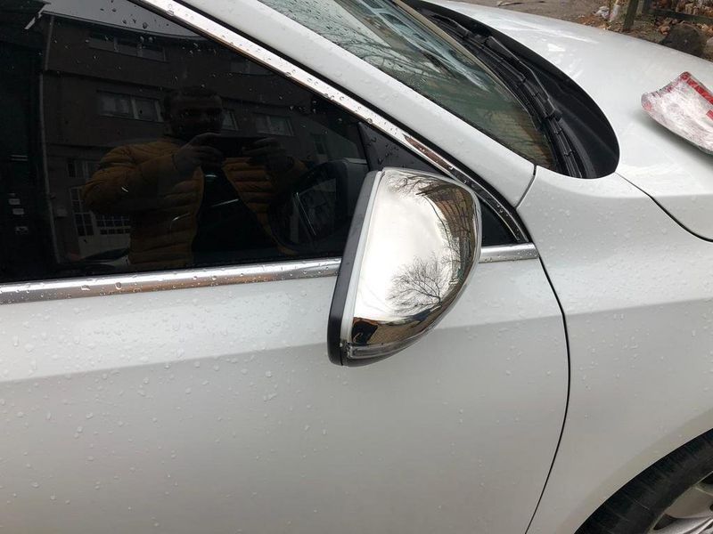 Накладки на дзеркала (2 шт., нерж) OmsaLine - Італійська нержавійка для Volkswagen Scirocco 2008-2017 рр 48463 фото